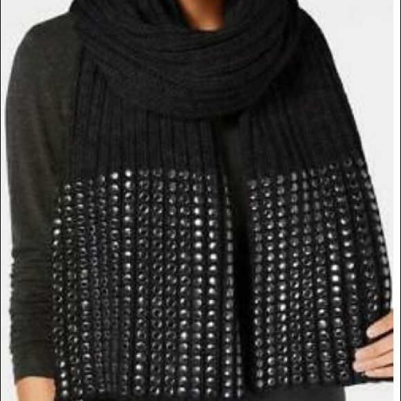♣️NWT DKNY Studded Ribbed Oversize Scarf - Picture 1 of 8